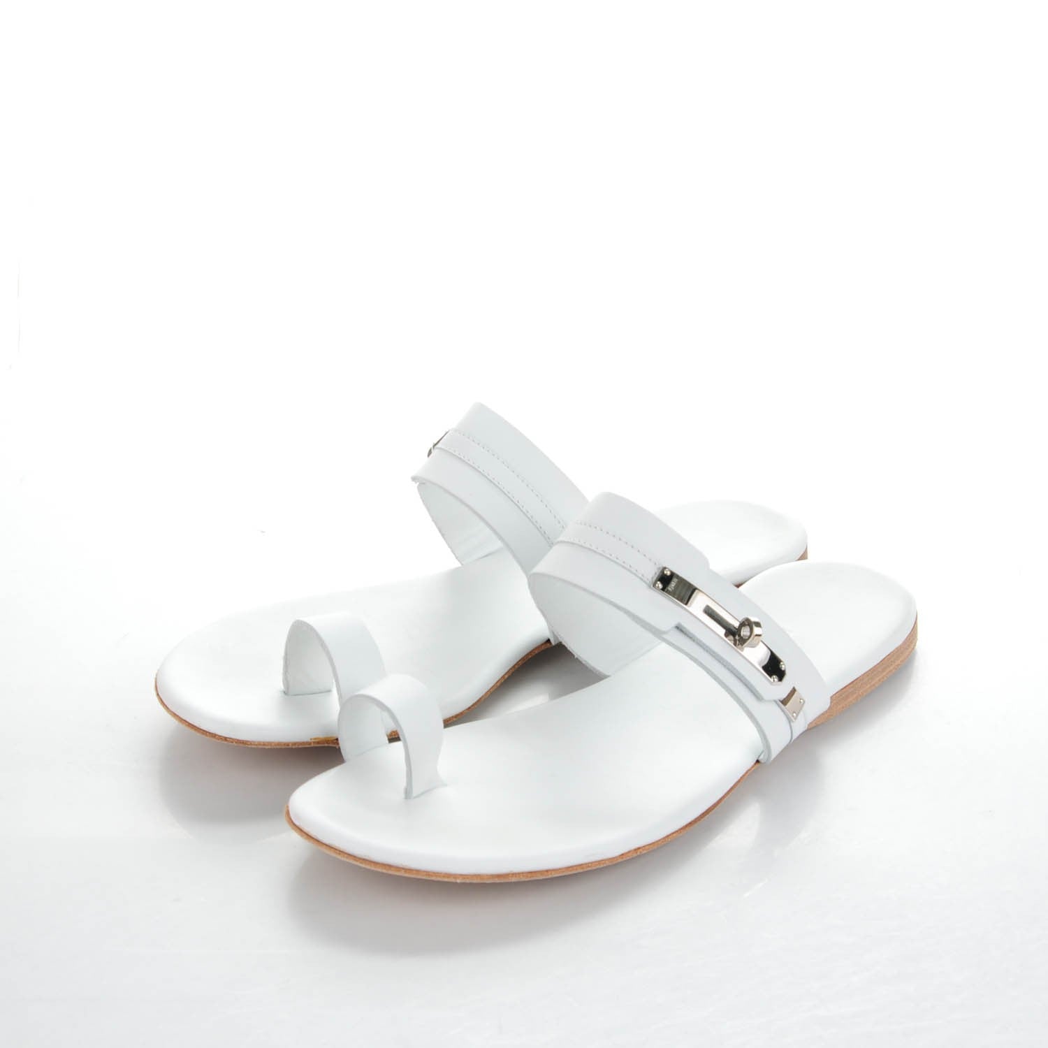 Hermes Lambskin Quasar Sandals 38 White 3 of 7