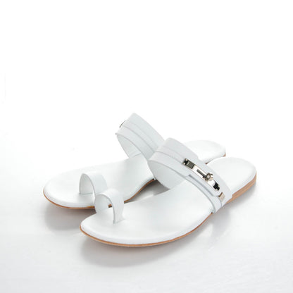 Hermes Lambskin Quasar Sandals 38 White 3 of 7