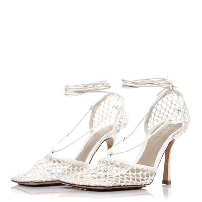 Bottega Veneta Mesh Nappa Stretch Ankle Tie Sandals 38 White 5 of 16