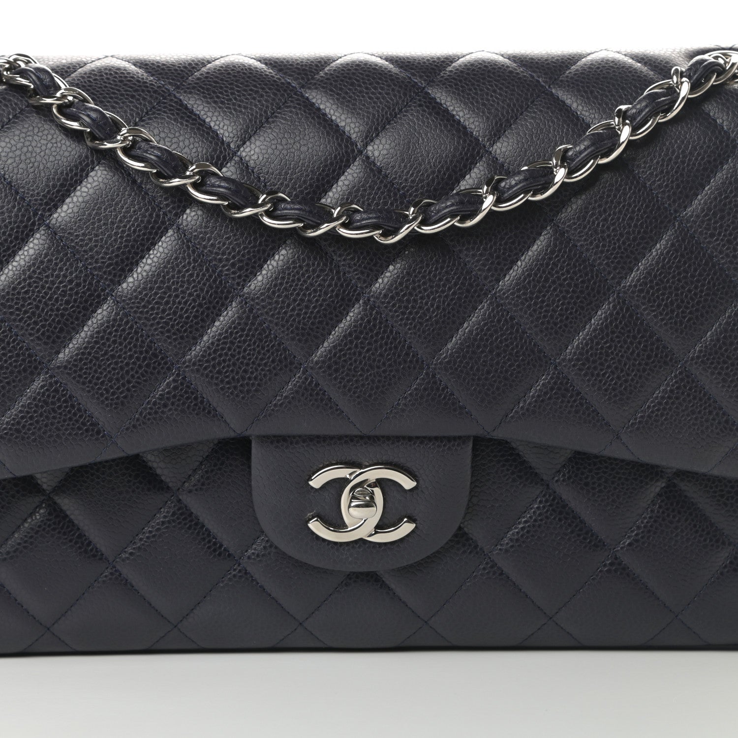 Chanel Caviar Quilted Jumbo Double Flap Navy Blue 8 of 12