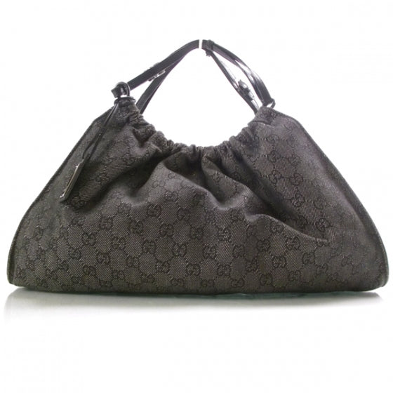 Denim Monogram Shoulder Bag Black