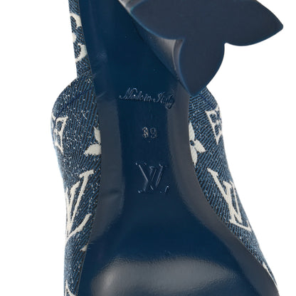 Louis Vuitton Denim Monogram Silhouette Mules 39 Navy Blue 6 of 8