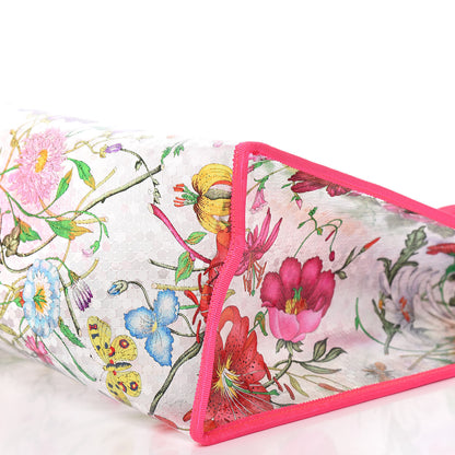 Gucci Calfskin Textured Vinyl Print Flora Tote Fluorescent Fuchsia 9 of 10