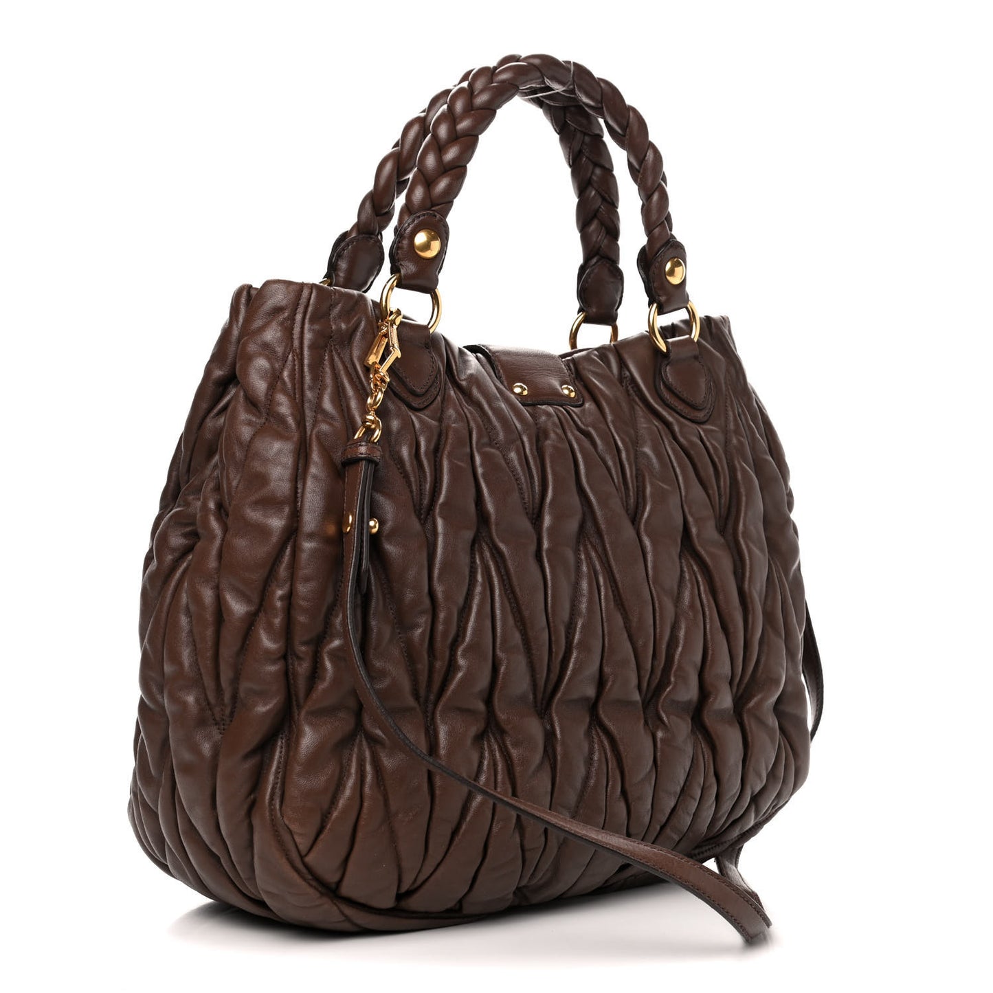 Nappa Matelasse Top Handle Satchel Brown