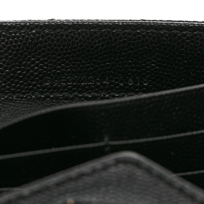 Saint Laurent Grain De Poudre Matelasse Chevron Monogram Flap Wallet Black 8 of 8