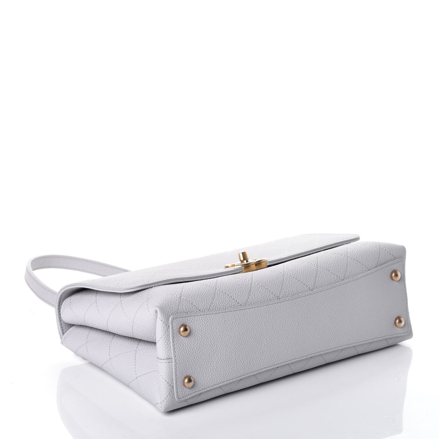 Caviar Diamond Stitched Top Handle Flap Grey