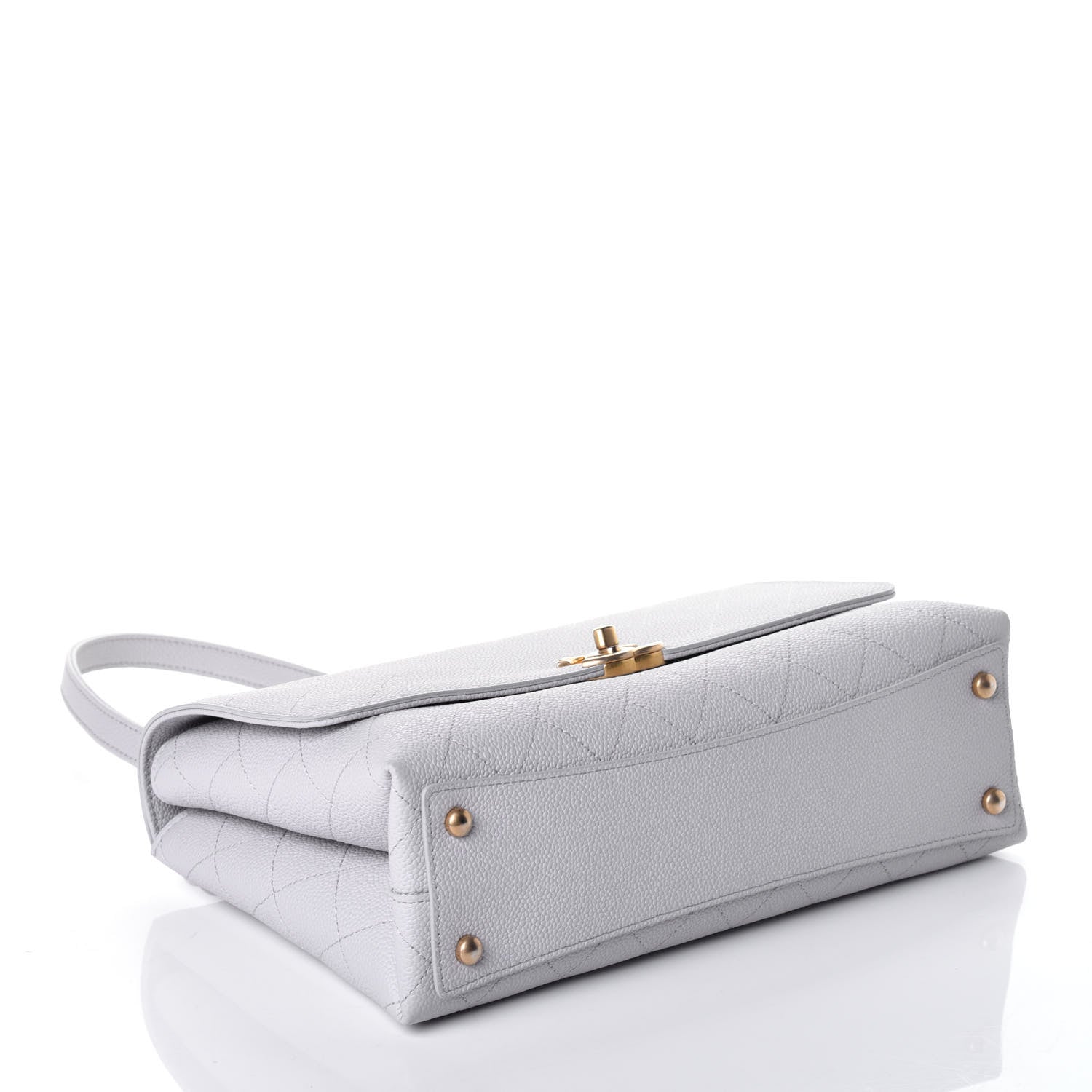 Chanel Caviar Diamond Stitched Top Handle Flap Grey 5 of 10