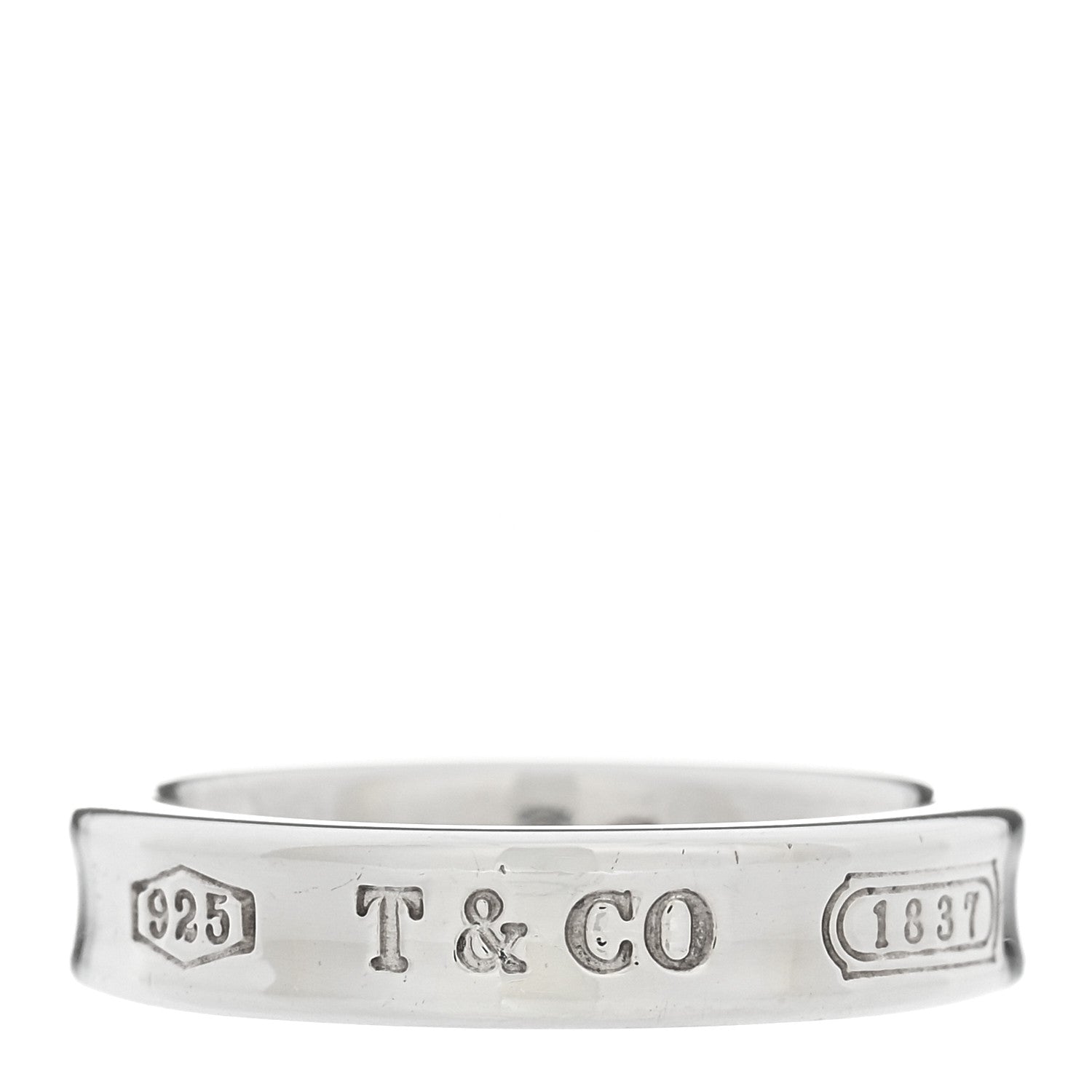 Tiffany Sterling Silver Narrow 1837 Band Ring 47 4.25 1 of 5