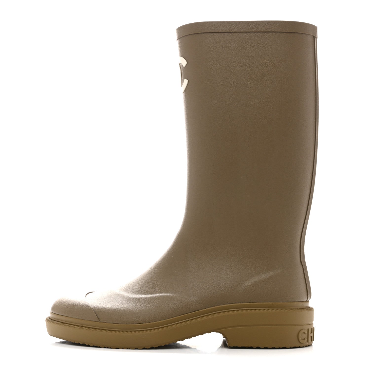 Chanel Caoutchouk CC High Boots 38 Dark Beige 1 of 9