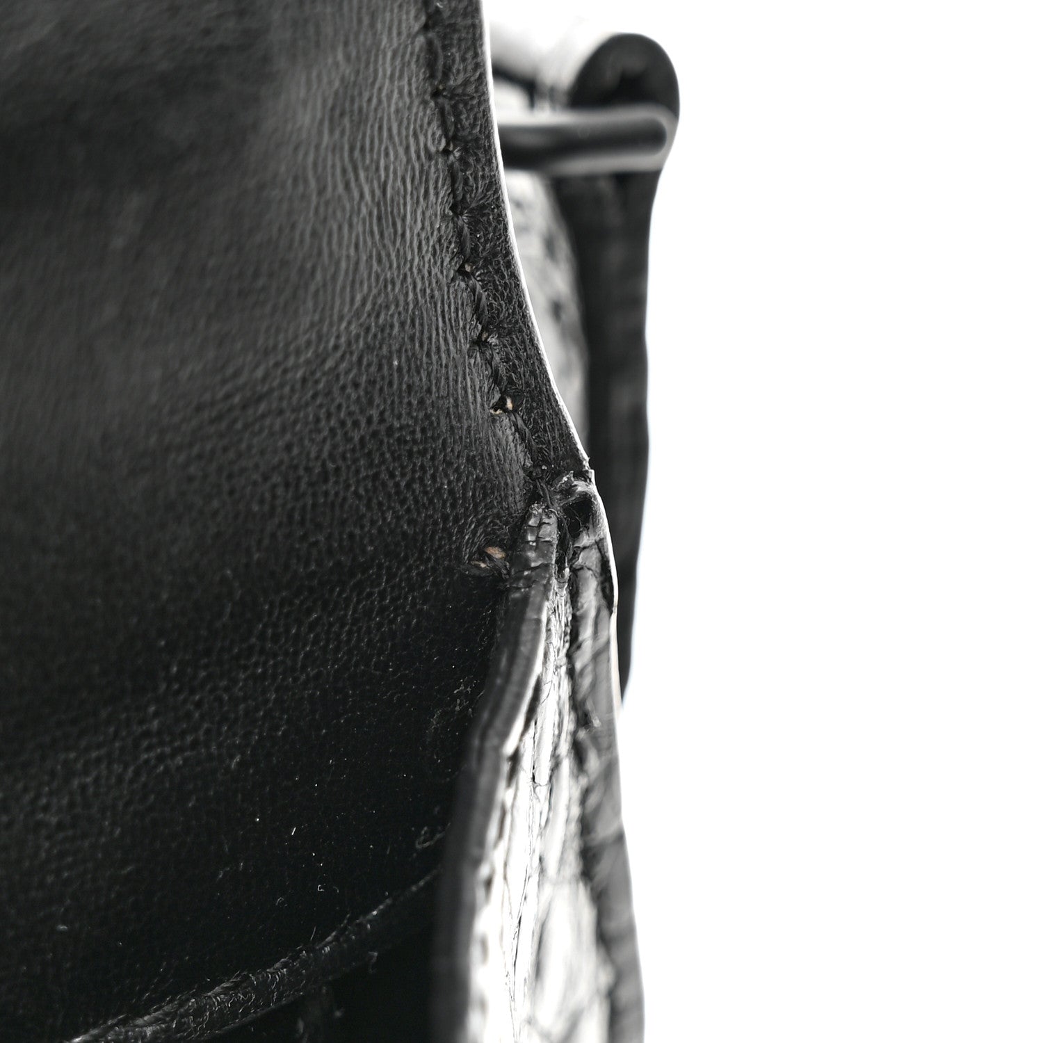 Balenciaga Shiny Calfskin Monochrome Crocodile Embossed Small Hourglass Top Handle Bag Black 13 of 16