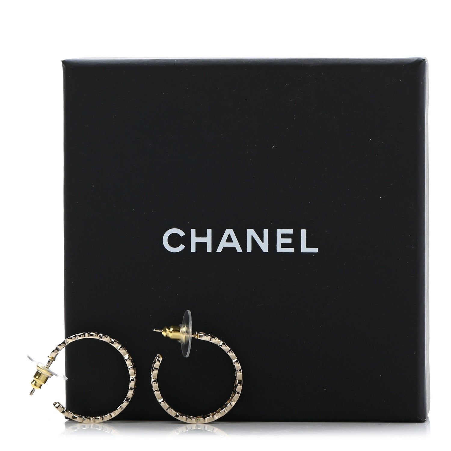 Chanel Metal CC Hoop Earrings Gold 5 of 5