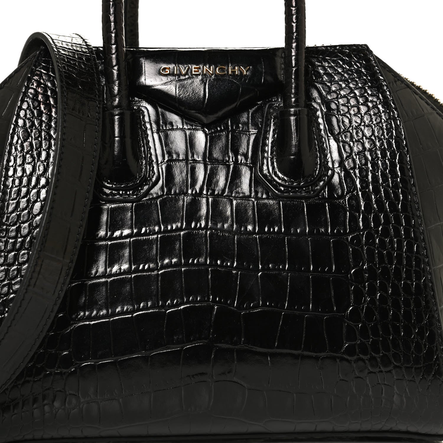 Givenchy Calfskin Crocodile Embossed Mini Antigona Black 8 of 11