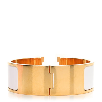 Hermes Enamel Wide Clic Clac H Bracelet GM White 3 of 5