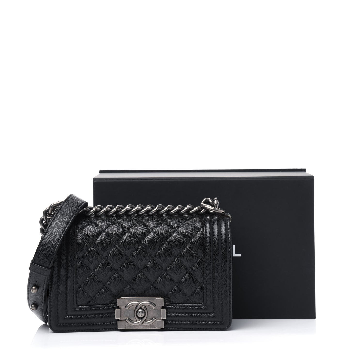 Caviar Quilted Small Boy Flap Black