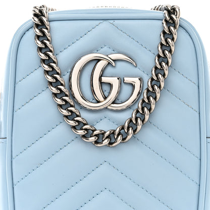 Gucci Calfskin Matelasse Mini GG Marmont Crossbody Bag Porcelain Light Blue 8 of 10