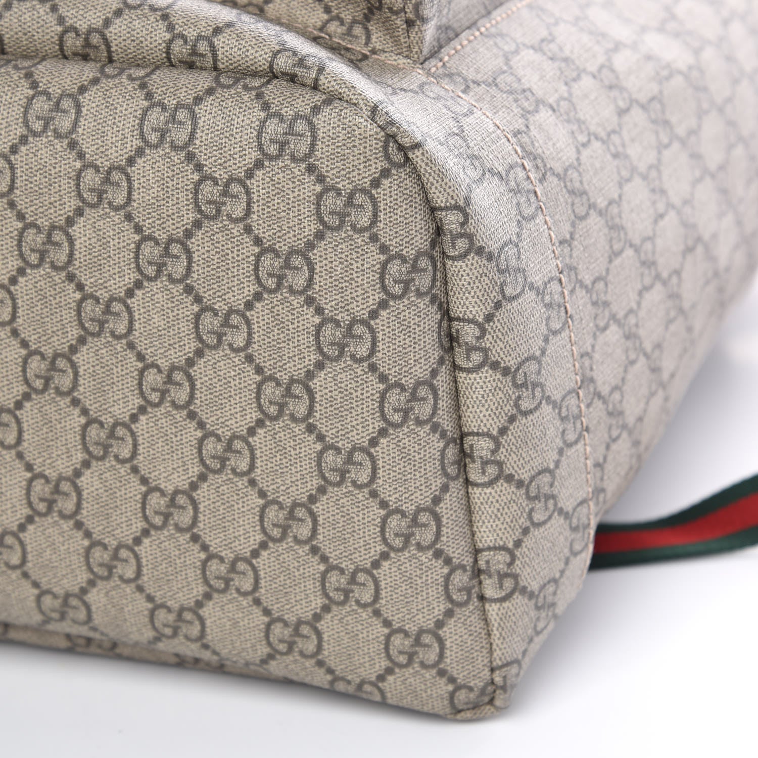 Gucci Soft GG Supreme Monogram Neo Vintage Double Buckle Backpack Beige New Acero Crop 9 of 9