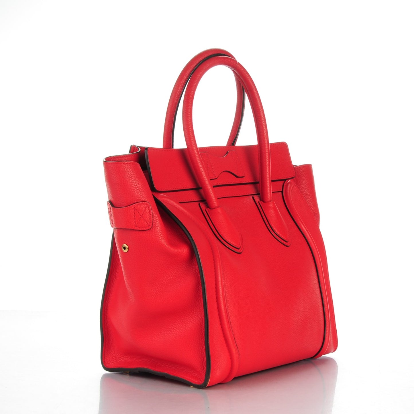 Drummed Calfskin Mini Luggage Coquelicot