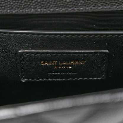 Saint Laurent Grain De Poudre Matelasse Chevron Medium Monogram Satchel Black 6 of 11