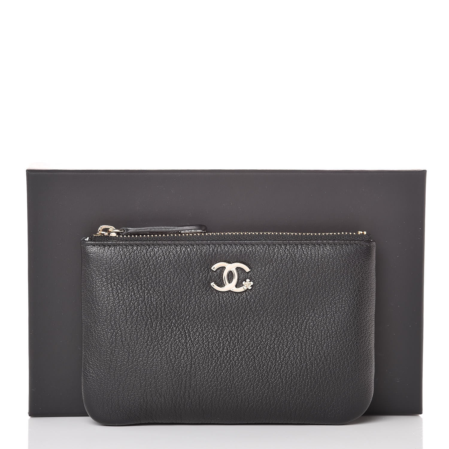 Chanel Goatskin Small CC Clover Cosmetic Case Black 8 of 8