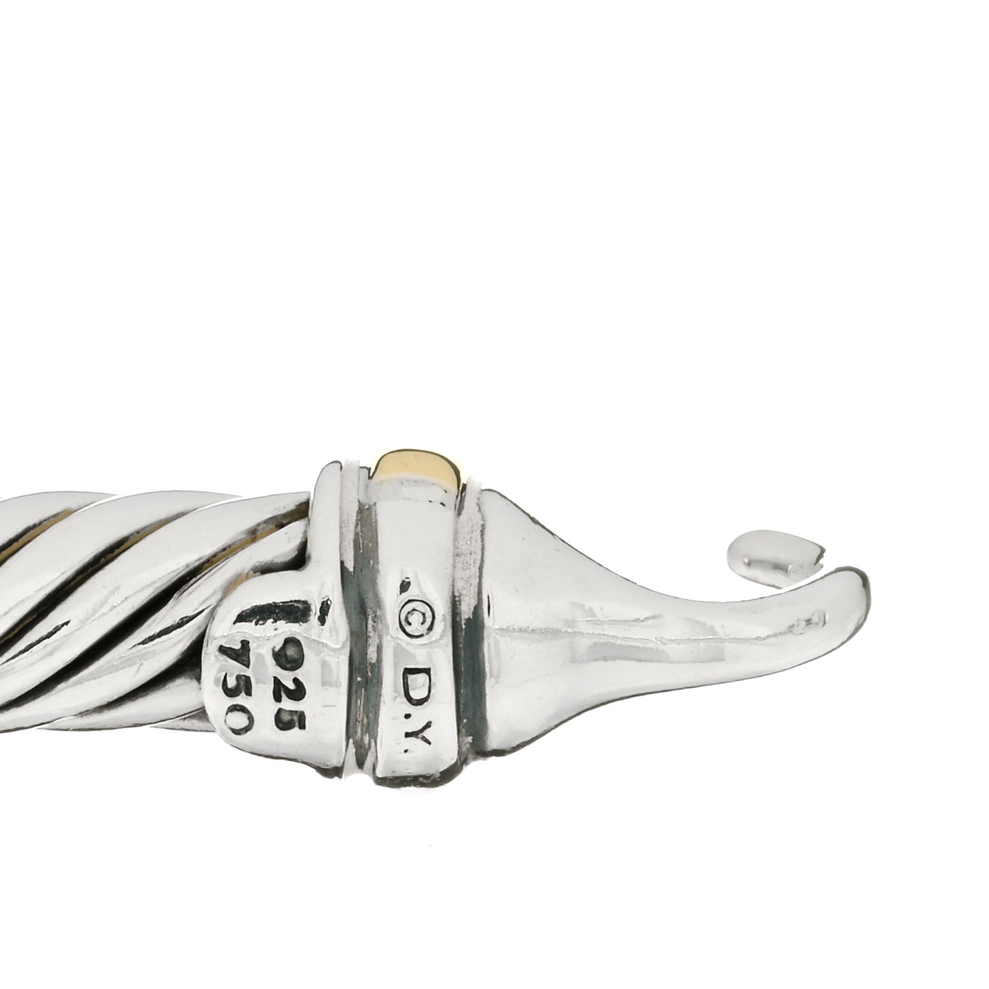Sterling Silver 18K Yellow Gold 5mm Cable Classic Buckle Bracelet