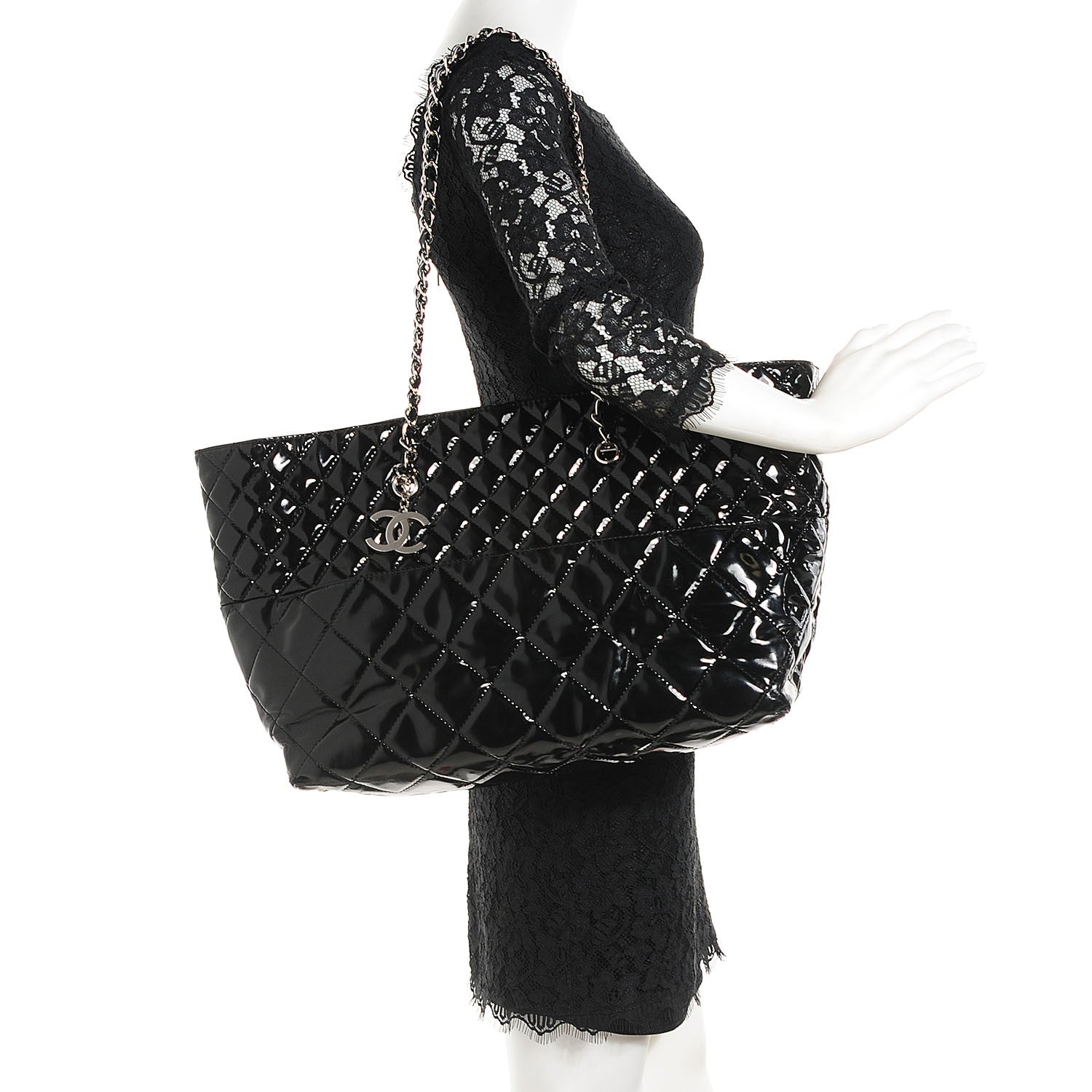 Chanel Vinyl Quilted Large In The Business Tote Black 2 of 9