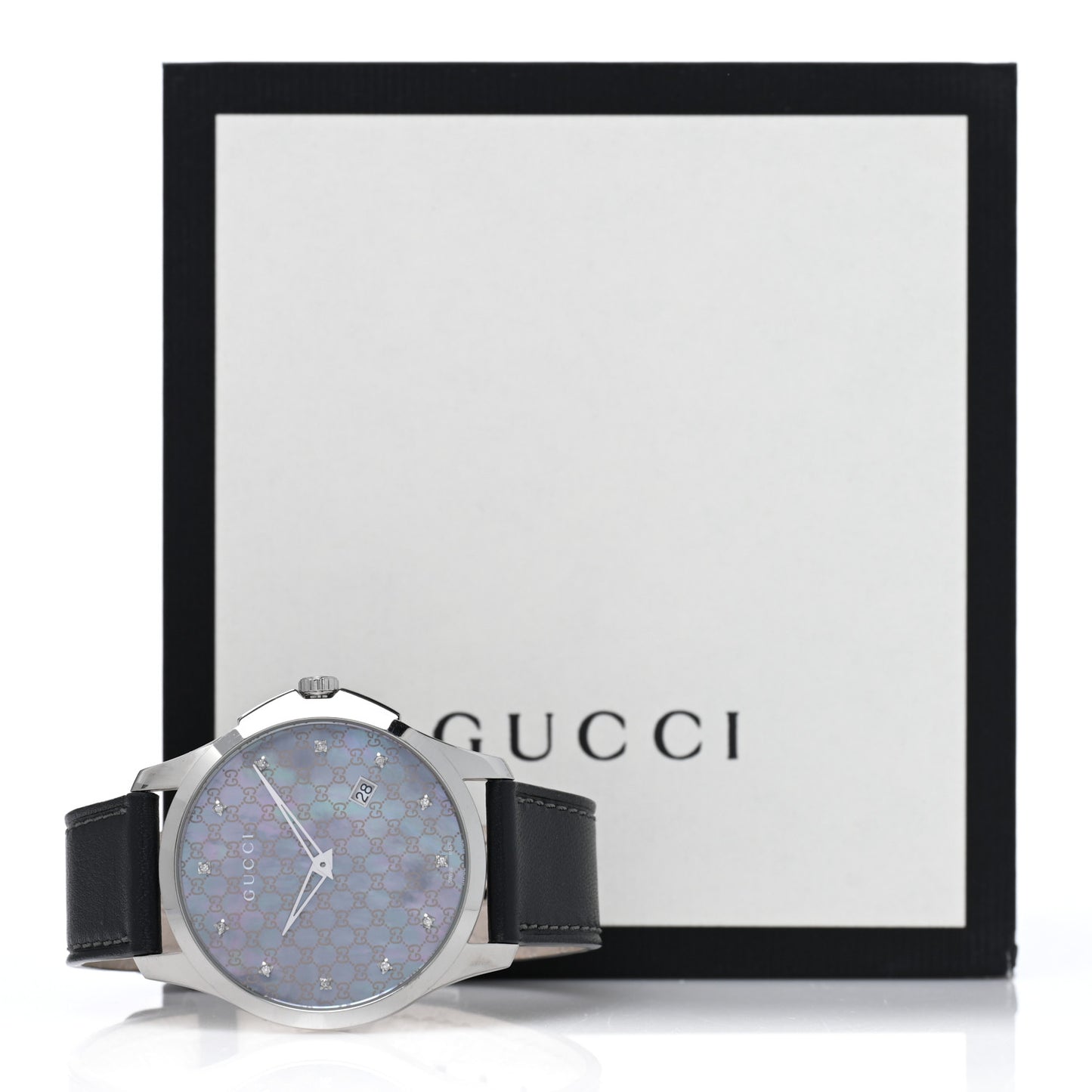 Stainless Steel Calfskin Diamond Grey Mother of Pearl 40mm G-Timeless Quartz Watch