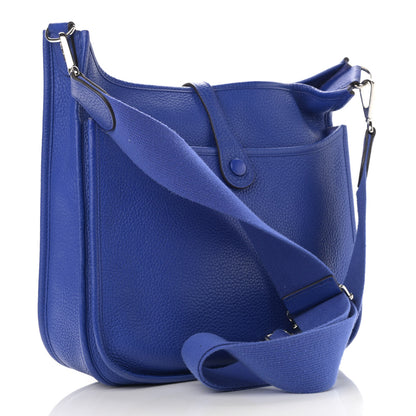 Hermes Taurillon Clemence Evelyne III PM Bleu Electrique 2 of 10