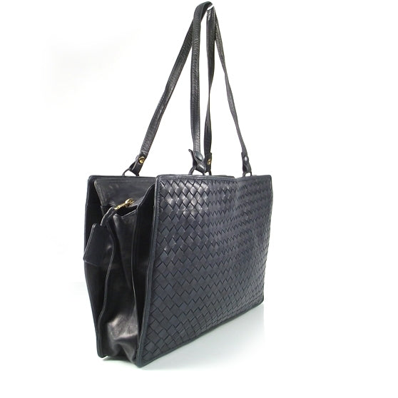Bottega Veneta Vintage Woven Shoulder Bag Navy 3 of 9