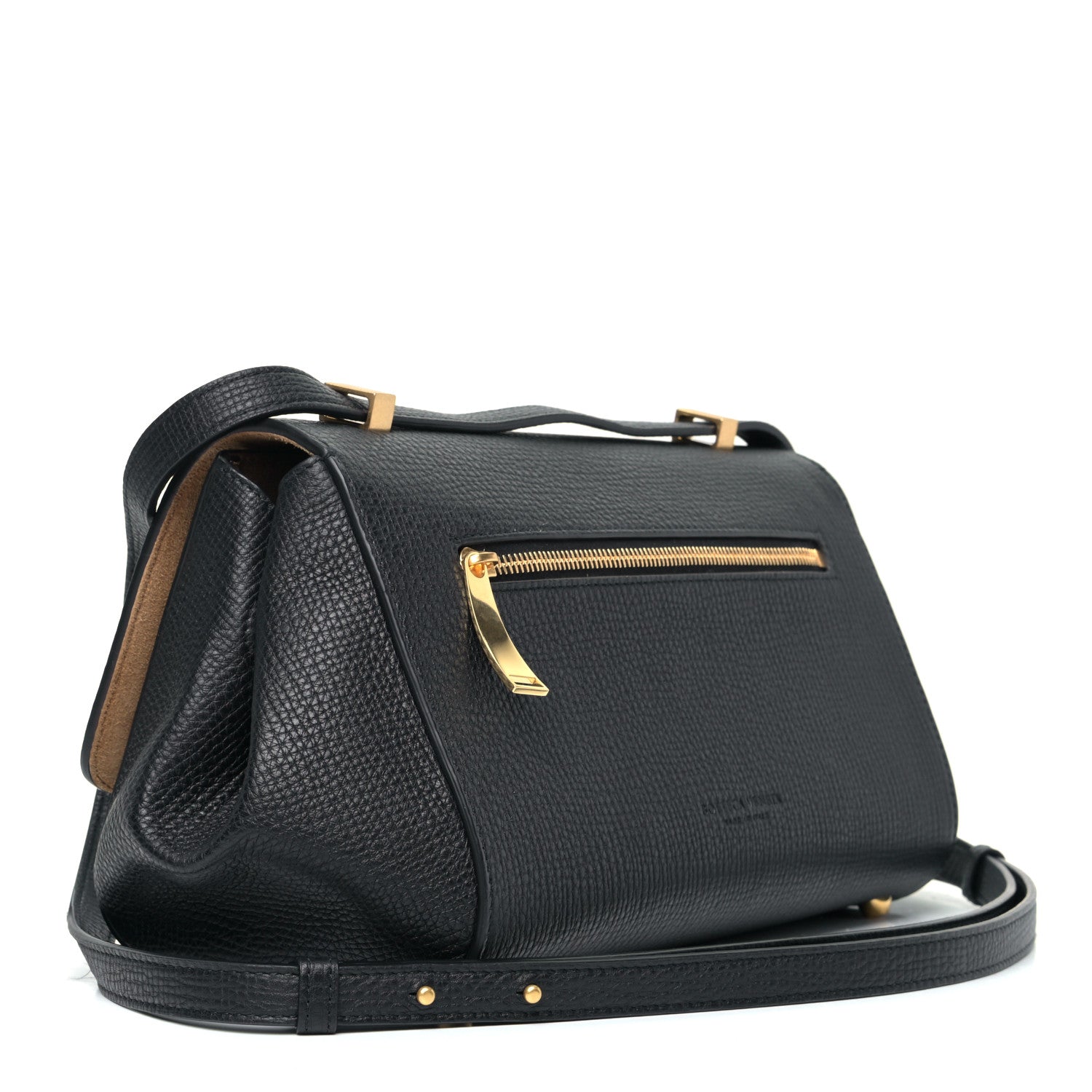 Bottega Veneta Textured Calfskin Small BV Angle Shoulder Bag Black 2 of 5
