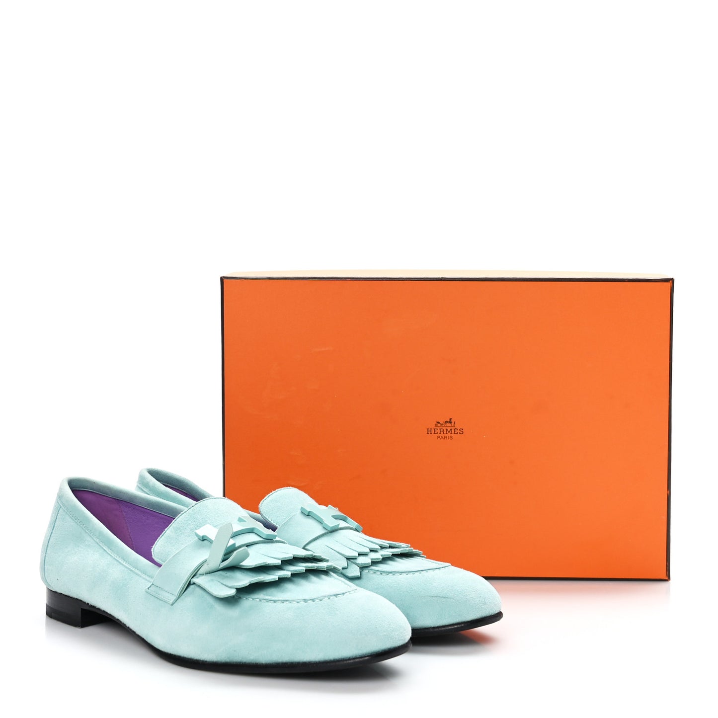 Suede Goatskin Womens Royal Loafers 39.5 Vert Ebrun