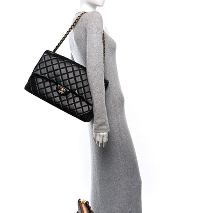 Chanel Grained Calfskin Quilted XXL Travel Flap Bag Black 2 of 12