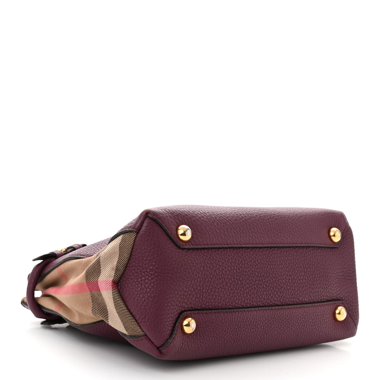 Grainy Calfskin House Check Small Banner Tote Elderberry