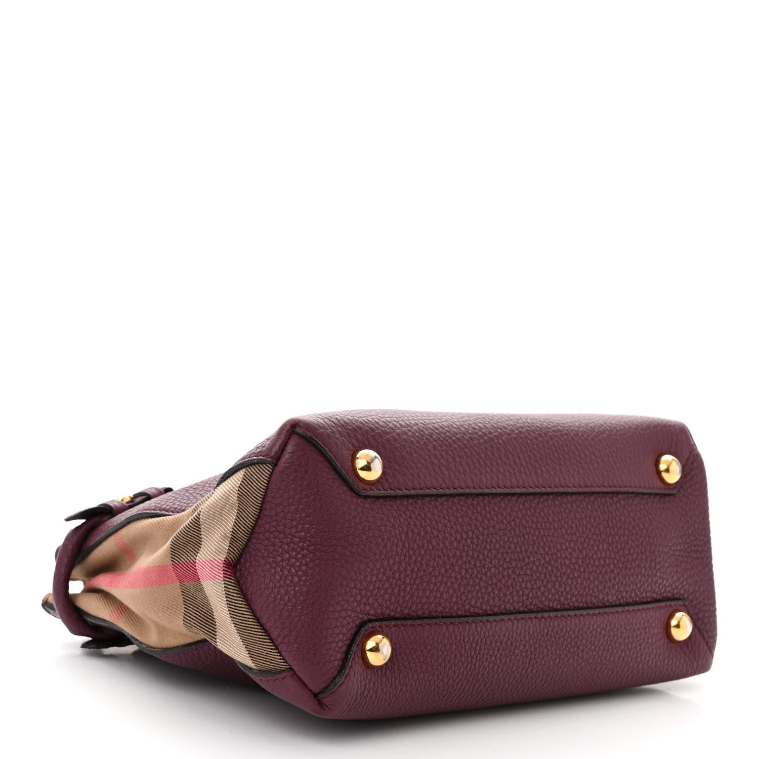 Burberry Grainy Calfskin House Check Small Banner Tote Elderberry 4 of 12