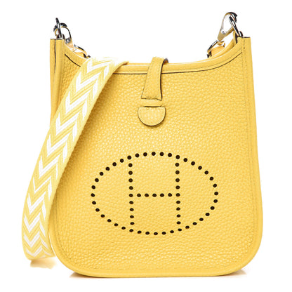Hermes Taurillon Clemence Amazone Evelyne TPM Jaune Citron Blanc 1 of 10