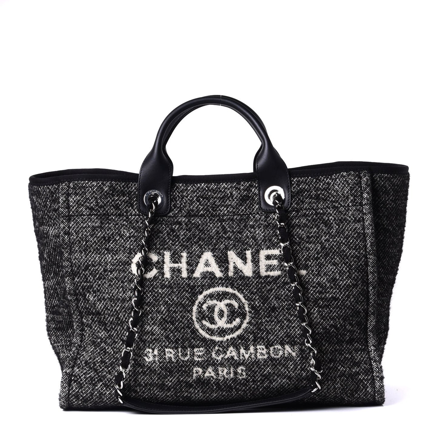 Mixed Fibers Calfskin Medium Deauville Tote Black