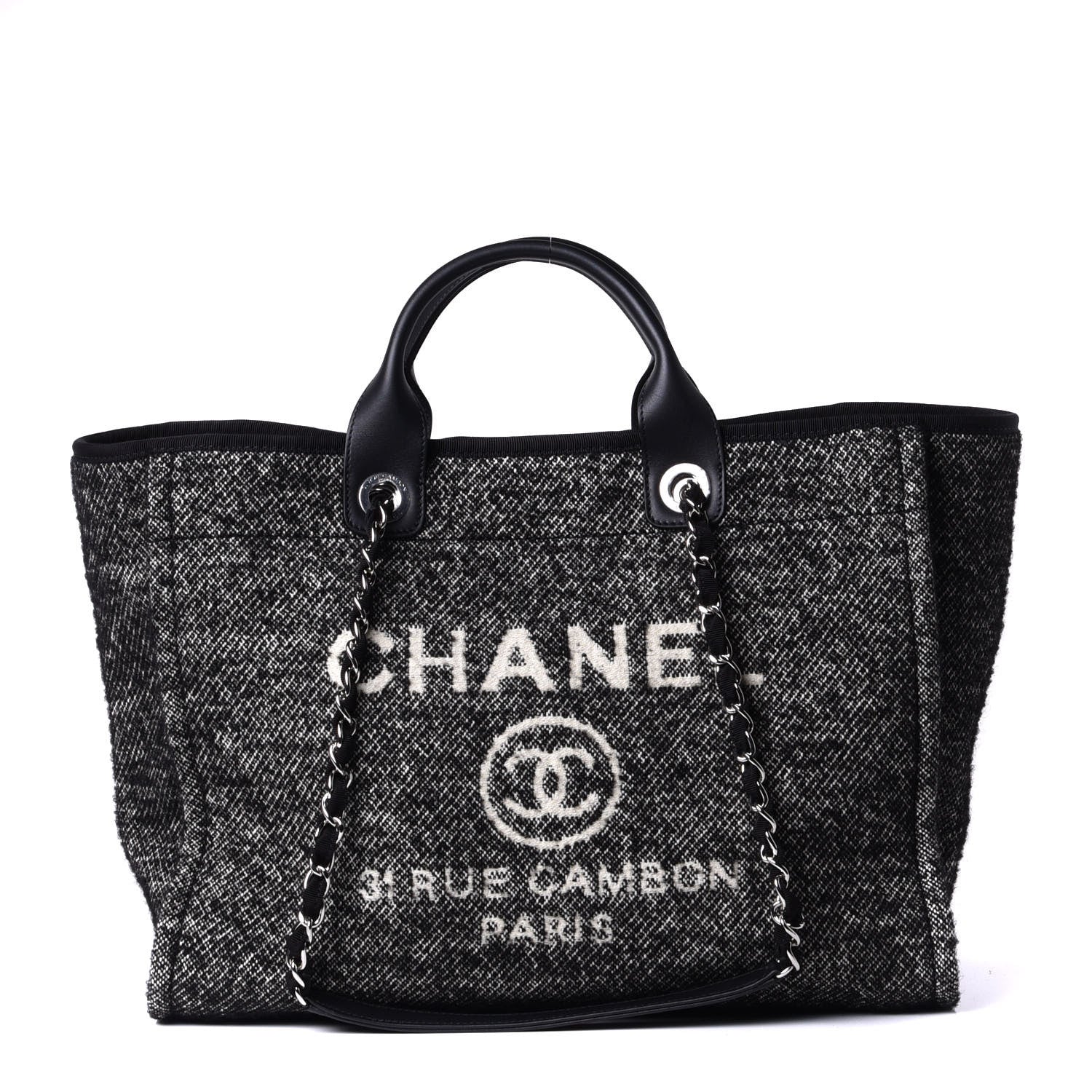 Chanel Mixed Fibers Calfskin Medium Deauville Tote Black 1 of 5