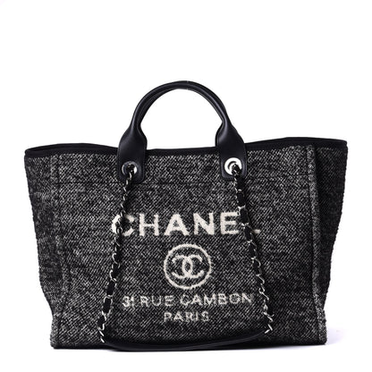 Chanel Mixed Fibers Calfskin Medium Deauville Tote Black 1 of 5
