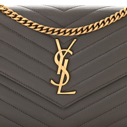 Saint Laurent Grain De Poudre Matelasse Chevron Monogram Chain Wallet Earth 8 of 12