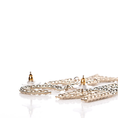 Chanel Crystal Cha-Nel Logo Drop Earrings Gold 3 of 5