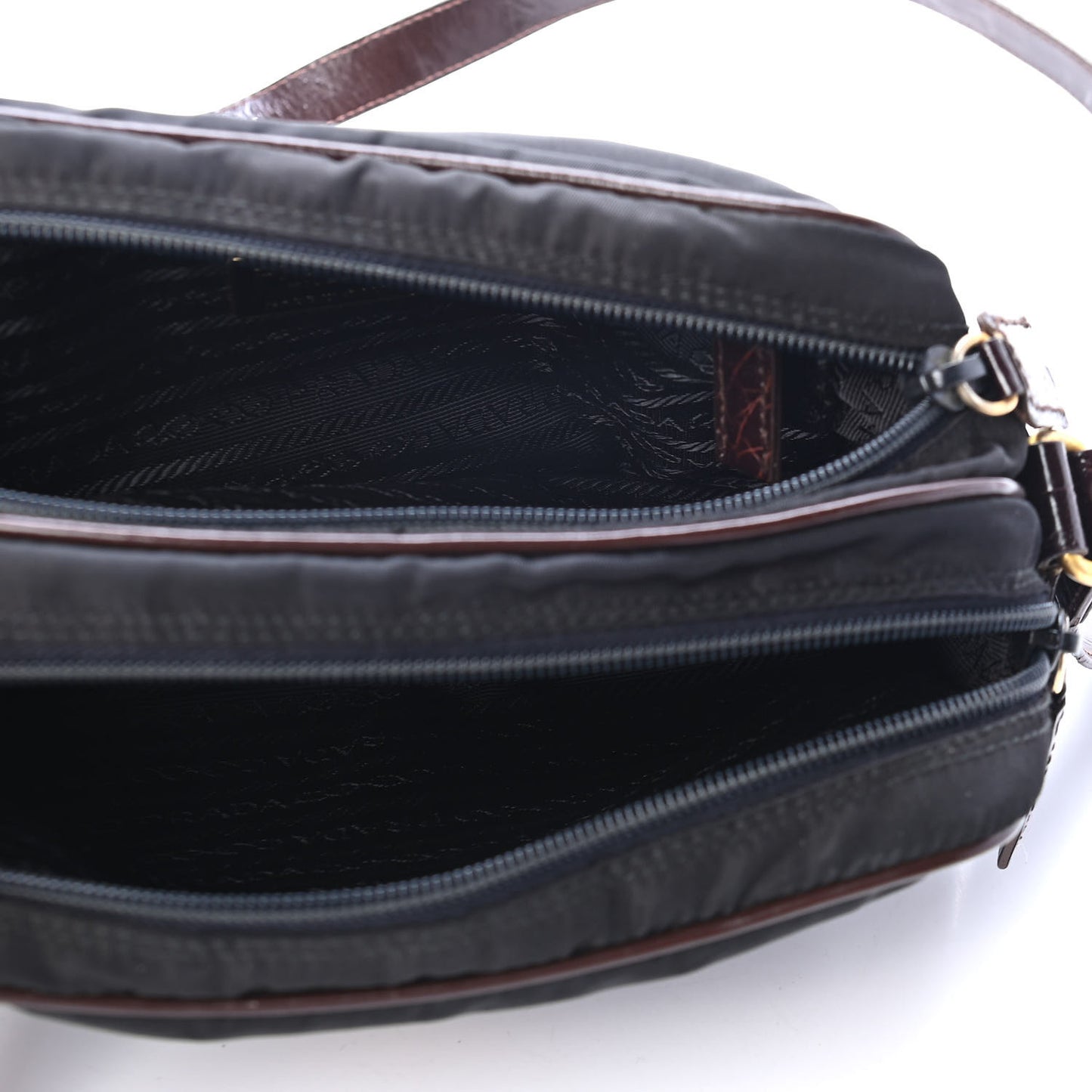 Tessuto Nylon Crocodile Embossed Crossbody Black