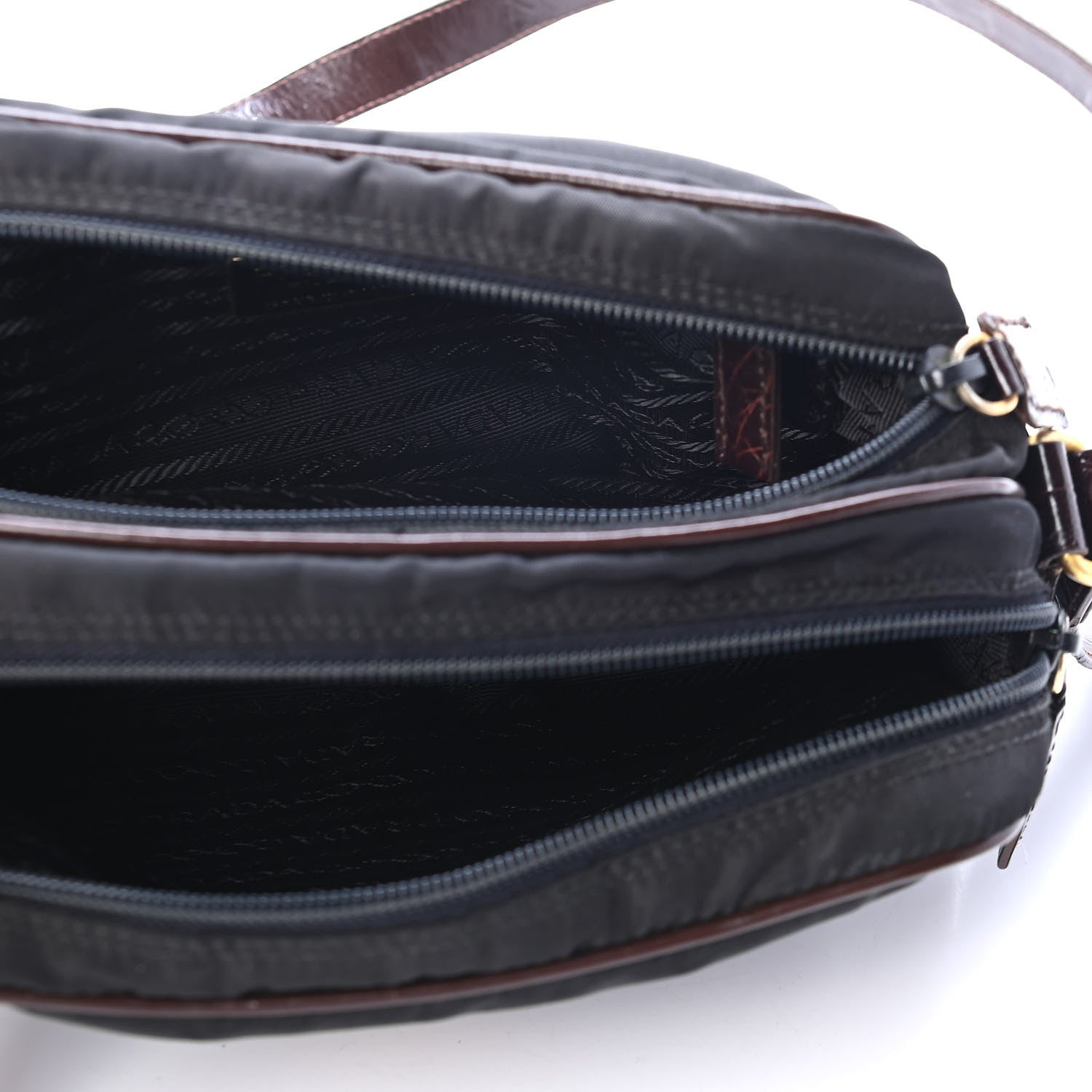 Prada Tessuto Nylon Crocodile Embossed Crossbody Black 4 of 5