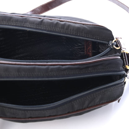 Prada Tessuto Nylon Crocodile Embossed Crossbody Black 4 of 5