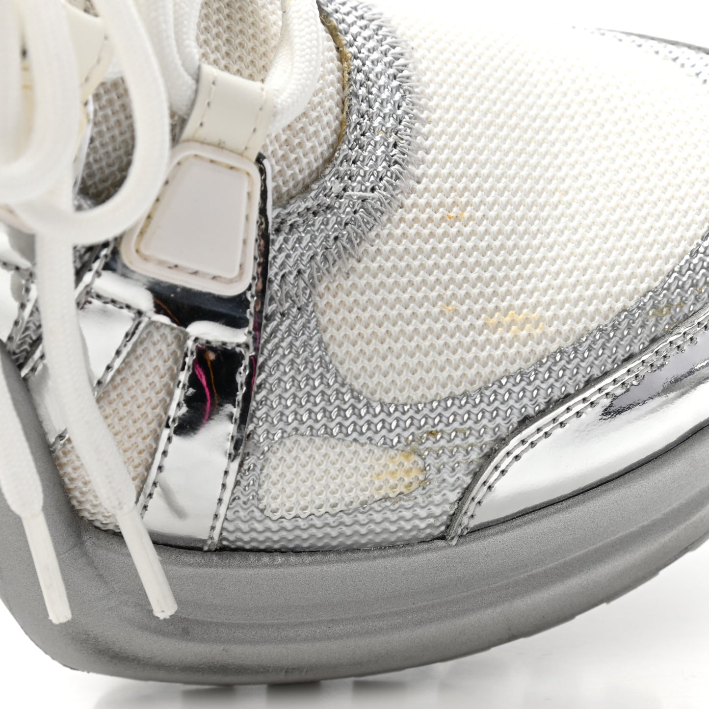 Metallic Calfskin Technical Nylon LV Archlight Sneaker 35 Silver White