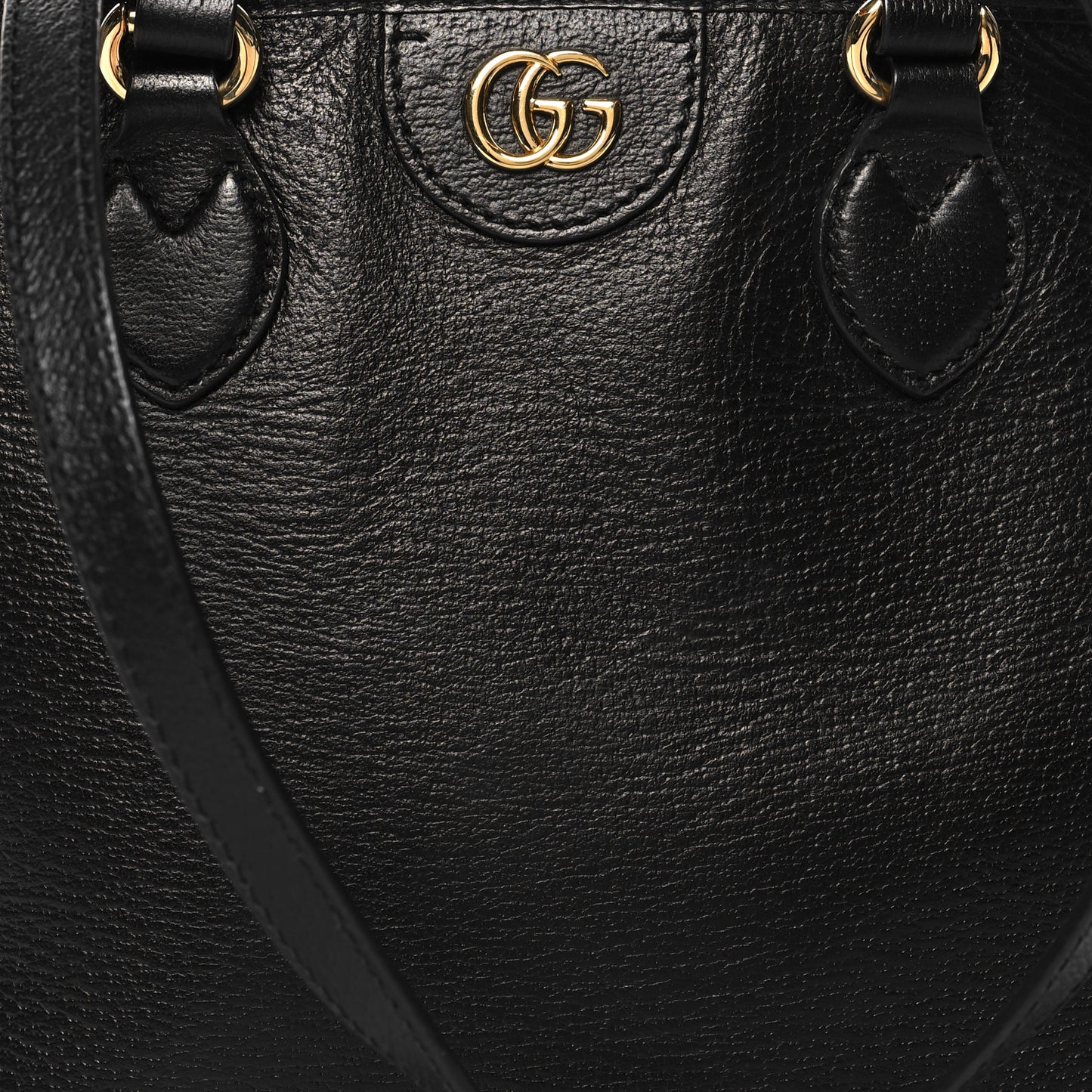 Textured Dollar Calfskin Small Ophidia Shoulder Tote Bag Black