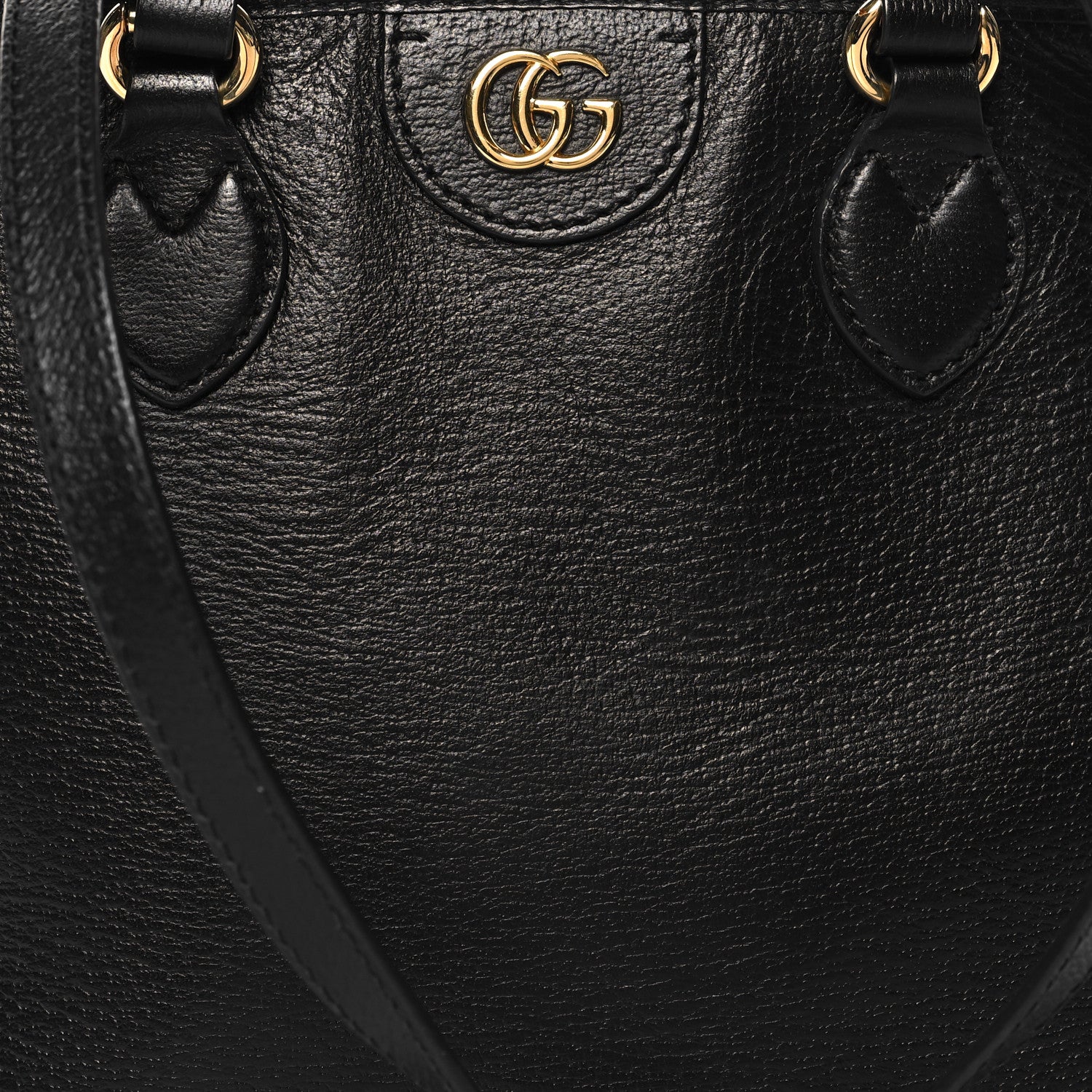 Gucci Textured Dollar Calfskin Small Ophidia Shoulder Tote Bag Black 8 of 10