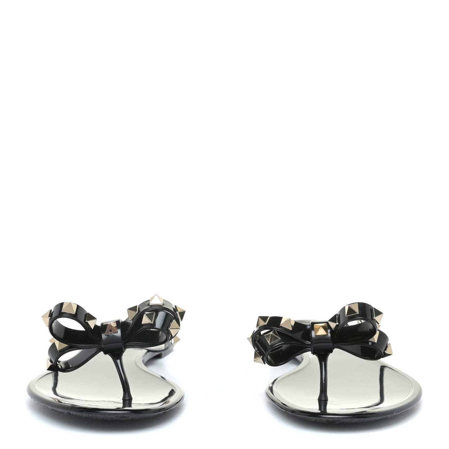 PVC Jelly Rockstud Bow Thong Sandals 41 Black