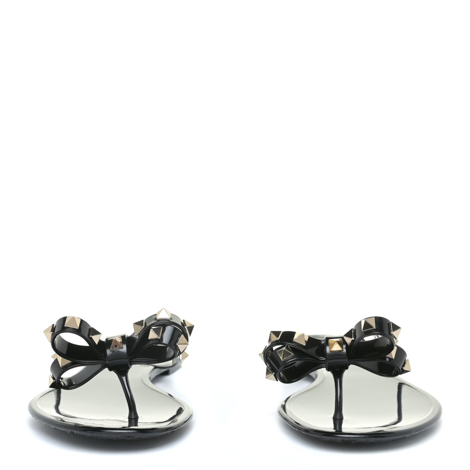 Valentino Garavani PVC Jelly Rockstud Bow Thong Sandals 41 Black 3 of 12