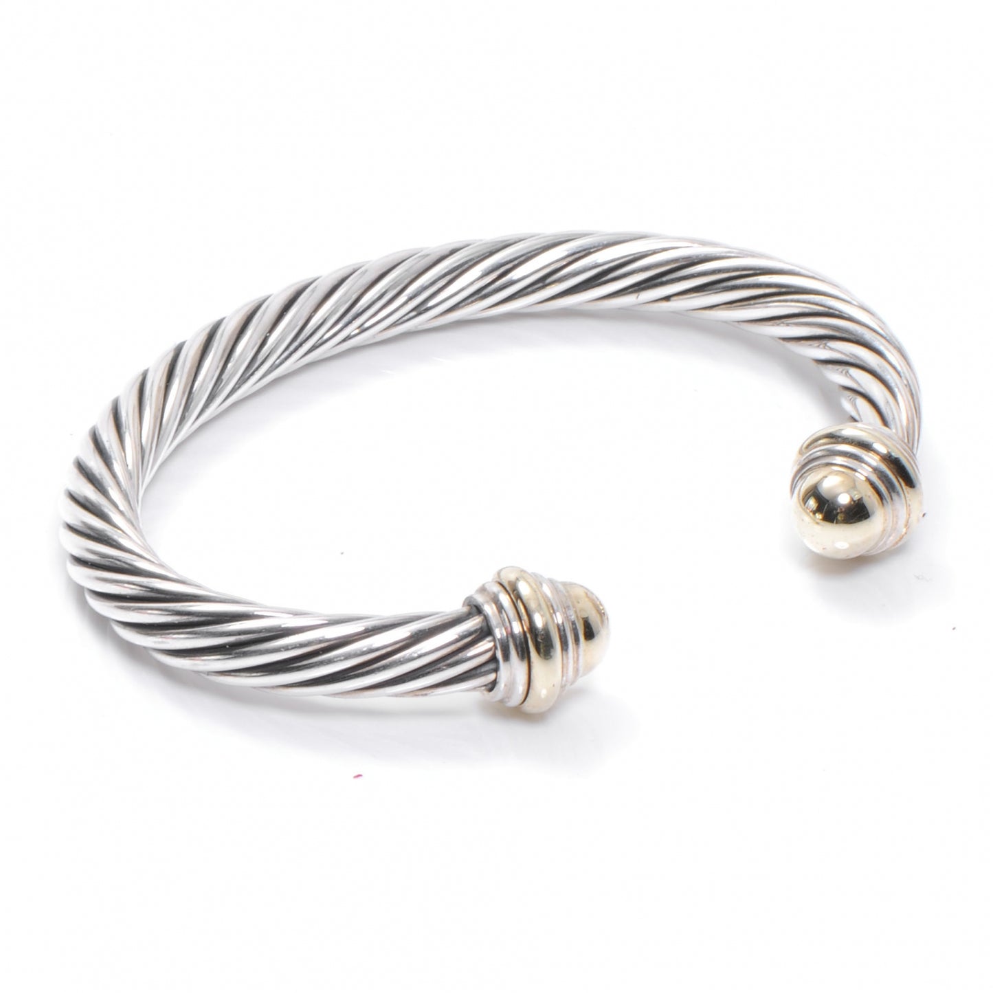 Sterling Silver 14K Yellow Gold 7mm Cable Classics Bracelet