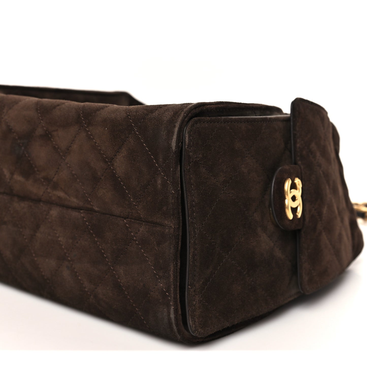 Suede Quilted Small Chanel 25 Handbag Dark Brown