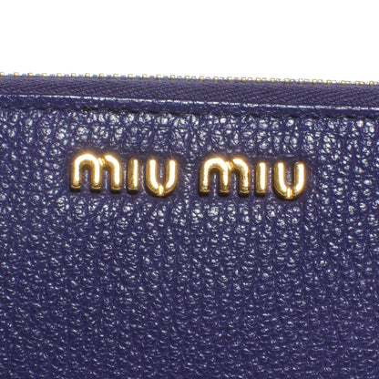 Miu Miu Leather Madras Zip Around Wallet Viola 6 of 9